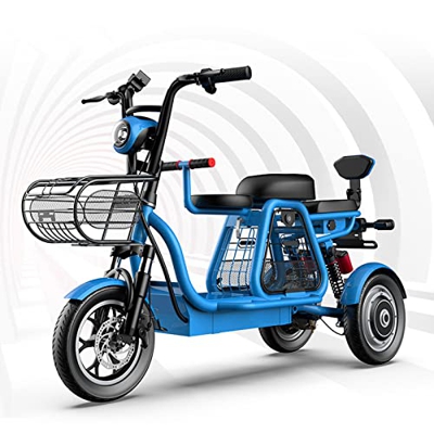 YXGLL Triciclo Elettrico Bicicletta Pick-up e Drop-off Bambini Piccola Auto da Famiglia con Batteria al Litio da Donna Genitore-Figlio (Blue 20A)