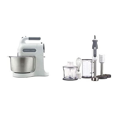 Kenwood HM680 Cheffette Sbattitore & HDP404WH Mixer ad Immersione, 800 W, Tritatutto da 0,5 l, Bicchiere graduato da 0,75 L, Plastica, Bianco