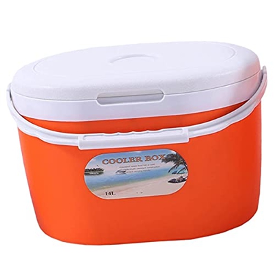 Cooler Box Ice Bucket Tank Insulated Lunch Box Keep Cold or Warm Ice Chest for Camping Picnic Beach BBQ Family Car Travel Outdoors (Orange 14l)