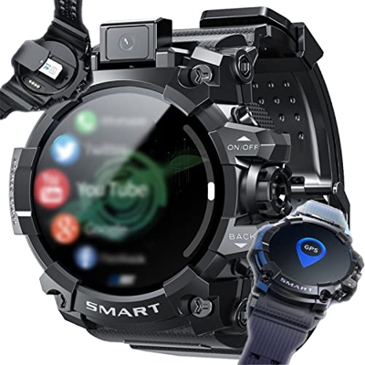 Smartwatch Orologio GPS Intelligente,Fitness Tracker con WiFi 4+64G SIM Card 5MP Fotocamera Android 9.0 Lettore Musicale Video Chiamata Frequenza Card