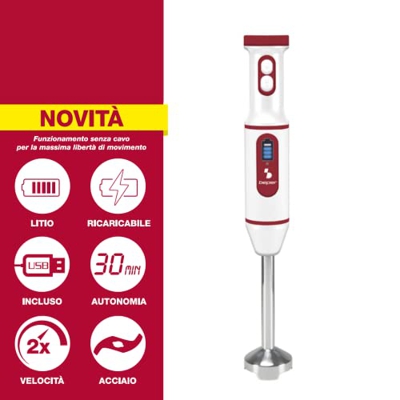 BEPER P102FRU300 Frullatore a Immersione Senza Cavo, Frullatore Ricaricabile USB - Frullatore senza fili Minipimer Passaverdure, Multifunzione