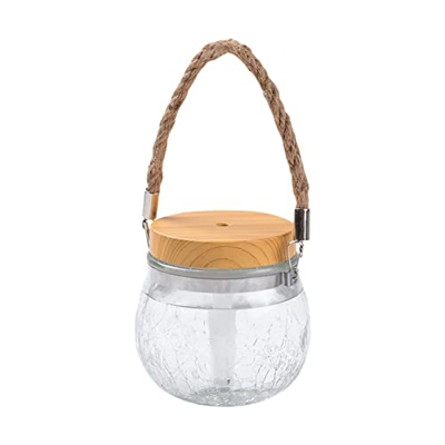 LUCHONG Umidificatore a Nebbia di Vetro con umidificatore per Barattolo di Vetro da 400 ml con 7 Colori Manico in Corda per Luce Notturna Diffusore di