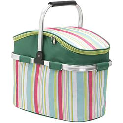 Oxford Cloth Insulated Picnic Basket Water Resistant Leakproof Collapsible Portable Cooler Basket Lunch Bag with Aluminium Handle for Women características