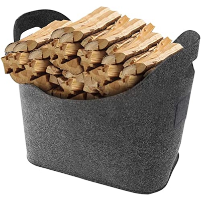 Firewood Tote Bag Felt Firewood Wood Bag Carrier Outdoor Camping Log Totes Bag Foldable Felt Basket Storage Firewood Carrier Tote Bag with Side Pocket