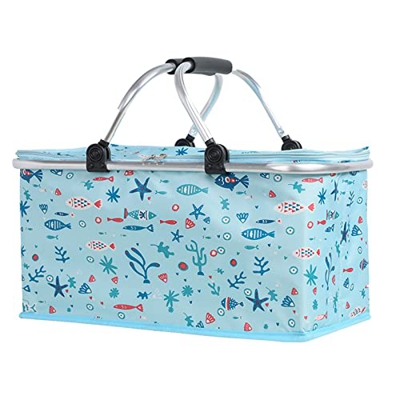 Outdoor Camping Picnic Bag Insulation And Cold Storage Folding Picnic Basket Portable Fruit Basket Insulation Basket Ice Basket 22L Large Capacity Bro