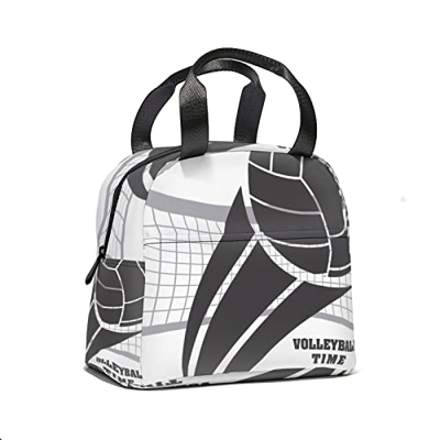 Borsa termica per il pranzo, per pallavolo, design semplice, per donne, uomini, pallavolo, sport, manico riutilizzabile, tasca frontale per scuola, pi