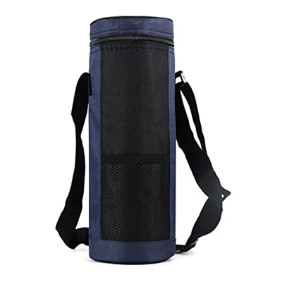 QOOEEDDS Borsa isolante per bottiglia d'acqua Custodia ad capacità Custodia protettiva rotonda Borse da picnic per alpinismo da viaggio, Blu