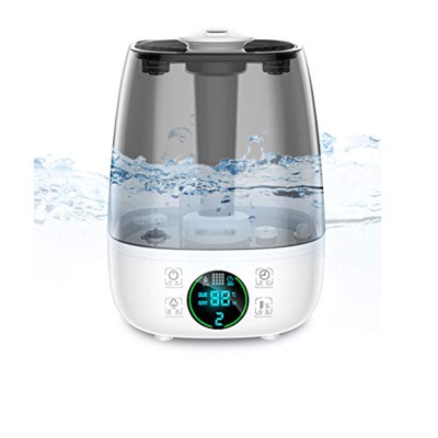 KAEREL Umidificatori ad ultrasuoni, Umidificatore a Funzionamento Silenzioso con ugello a 360°, Serbatoio d'Acqua Trasparente Grande da 4,5 Litri, Umi