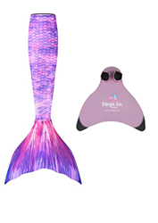 Planet Mermaid Bambina per bambini, 2 pezzi di colore vivido, coda di sirena e pinna magica resistente all'usura, monofina inclusa., Viola Surf, 11-12 en oferta