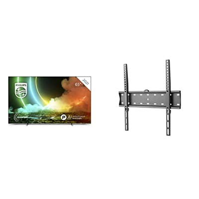 Philips 65OLED706 4k UHD OLED Android tv, 65 pollici 4k smart tv con ambilight & atmos, compatibile con assistente google + alexa, cornice in metallo 