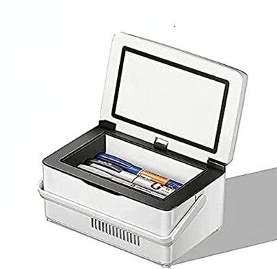 Generic Insulin Cooler Bag, Home Care Medicine Refrigerator LED Display, Thermostat Below 26℃, Household Portable Small Insulin Cooler a Battery