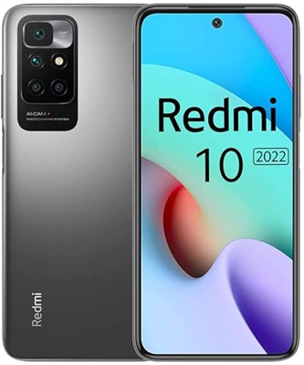 Xiaomi Redmi 10 Smartphone NFC 2022 Version, 6.5" 90Hz FHD+ DotDisplay, 50MP AI Quad Rear Camera, 5000mAh battery (4GB+128GB Carbon Gray)
