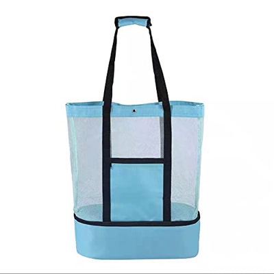 Borsa da Spiaggia in Rete a Doppio Strato, Borsa da Spiaggia, Borsa Termica da Viaggio Portatile per Picnic all'aperto Borsa Termica da Viaggio