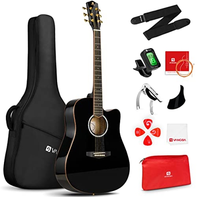 Vangoa 4/4 Chitarra Acustica Folk 41 pollici Cutaway 6 Corde Chitarre Acustiche per Adulto Principianti Intermedio con Capo professionista, Corde, Acc