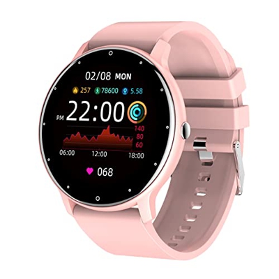 Smartwatch da donna, da 1,3 pollici, con funzione touch screen rosa, per monitoraggio della frequenza cardiaca, monitoraggio del sonno, monitoraggio d
