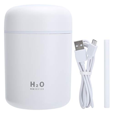 Alvinlite Umidificatore a LED colorato - Umidificatore da Tavolo USB da 300 ml per Camera da Letto dell'ufficio dell'auto(Bianca) Famiglia