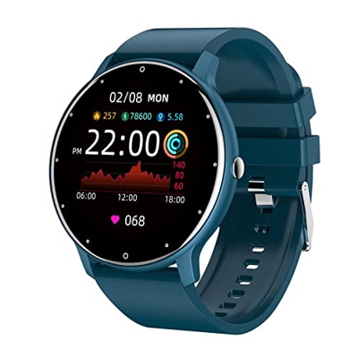 Smartwatch blu touch screen fitness tracker donne e uomini per cardiofrequenzimetro sangue ossigeno monitoraggio passo contatore