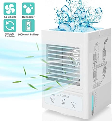 ARTREP Condizionatore d'Aria Portatile Fly Batteria Ricaricabile Personale 5000 mAh Raffreddatore d'Aria con Oscillazione Automatica a 60°/120° con 3 