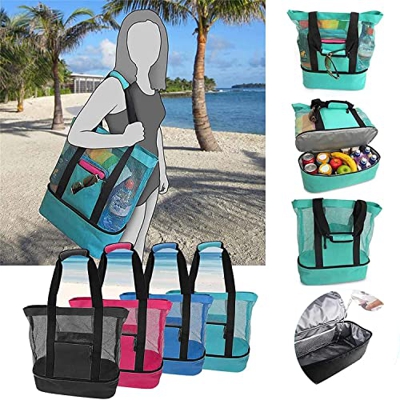 ZMYDZ Borsa Tote Multifunzionale in Rete da Spiaggia con Dispositivo di Raffreddamento Staccabile Grandi Borse da Viaggio da Campeggio for Picnic di G