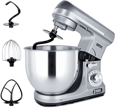 MRK MK37CE Impastatore,Impastatrice Planetaria Multifunzione 1000W,6 Velocità con Display LCD del tempo,5L Ciotola,Sbattitore Elettrico Cucina,gancio 