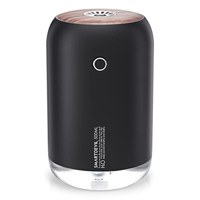 SMARTDEVIL Umidificatore, 500ml Mini Umidificatore Portatile，Auto Spegnimento Senza Acqua e 2 Modalità Nebulizzazione Regolabile, Super Silenzioso，Per