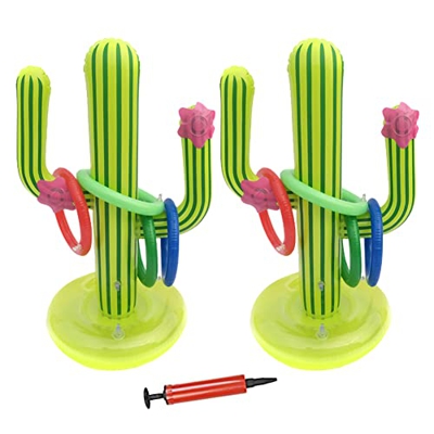 2 PC Sflable Cactus Ring Toss Game Game Gactus Pool Toys Decoration, feste estive Bambini e adulti giocattoli da biliardo, giochi per bambini per bamb