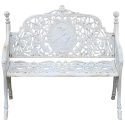 Panchina Liberty In Ghisa Finitura Bianca Anticata 105x43x90 Cm en oferta