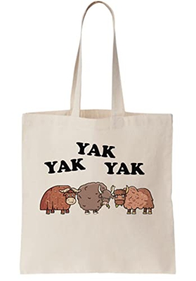 Three Cool Yaks Saying Yak Yak Yak Borsa in tela, Naturale