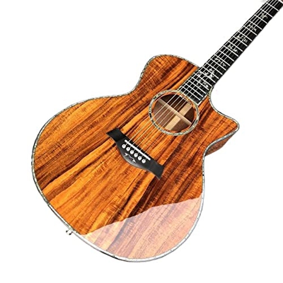 GaYouny 41 Pollici 916. Chitarra Acustica in Legno, Tastiera di Ebano Solido Chitarra con intarsi e Rilegatura Beatirce (Color : Guitar And Fishman, S