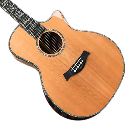GaYouny 41 Pollici Solid Cedar PS14 Acoustic Guitar, Cocobolo Body PS14 Guitar intarsi Beatirce (Color : Guitar And Fishman, Size : 41 Inches)