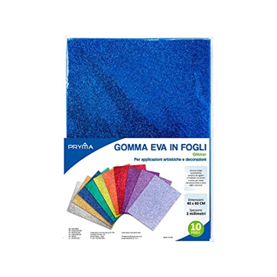 FOGLI GOMMA EVA GLITTER | BLU - 40X60 (10 fogli)