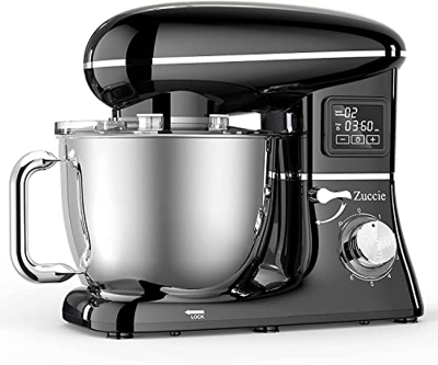 Impastatrice Planetaria, Zuccie 6,2L Schermo Tattile LCD Robot da Cucina con Funzione Timer, 1500W 6Velocità Impastatrice con 7 Accessori per Frullato