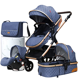 Passeggino Combinato Trio Set, Passeggino per bambini 0-3 anni fino ai 25 kg, con regolabile da seduta a sdraiata, con Posizione Nanna e Coprigambe (B en oferta