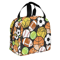 YNAHWT Borsa per il pranzo portatile da basket, baseball, rugby, calcio, isolata, termica, impermeabile, riutilizzabile, per viaggi, lavoro, escursion precio