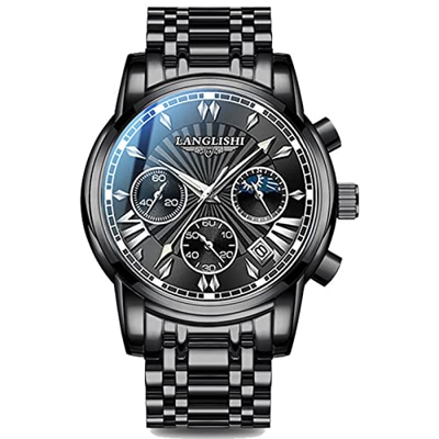 Smartwatch per Uomo, Orologi al Quarzo per Uomo, Orologio Cronografo Impermeabile con Data Analogico Secondi/Minuti/Quadrante Fasi Lunari/Orologi da P