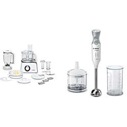 Bosch Elettrodomestici MCM4100 Robot da Cucina, 800 W, 1.21 Litri, Plastica, 2 velocità, Bianco & ErgomMixx Mixer a Immersione, Frullatore, 600 W, 70  características