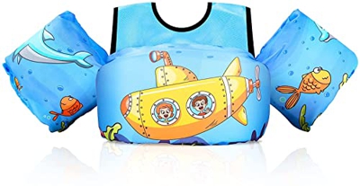 Gilet da Nuoto per Bambini con Braccioli e Spallacci, Giubbotto Galleggiante da Piscina per Bambino, per Ragazzi e Ragazze da 2,3,4,5,6,7 anni, da 10 