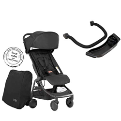 Mountain Buggy Nano V3 (2020+) Passeggino in colore nero con borsa da viaggio + staffa + vassoio en oferta