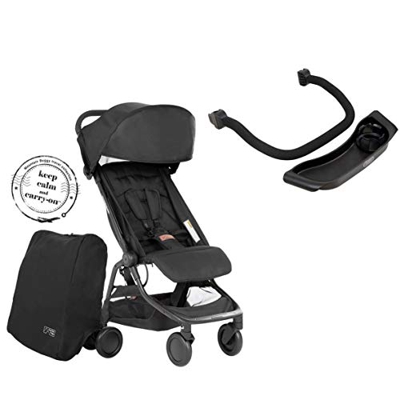 Mountain Buggy Nano V3 (2020+) Passeggino in colore nero con borsa da viaggio + staffa + vassoio
