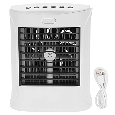 Condizionatore D'Aria Portatile, Mini Umidificatore per Raffreddamento D'Aria Altoparlante Bluetooth con LED a 7 Colori 3 Velocità del Vento, Ventola 