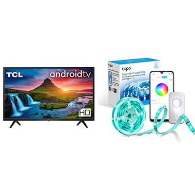 TCL 32S5209 Smart TV 32” HD Con Android TV, HDR & Micro Dimming + TP-Link Tapo L900-5 Striscia LED Smart 5m, WiFi Strisce LED RGB