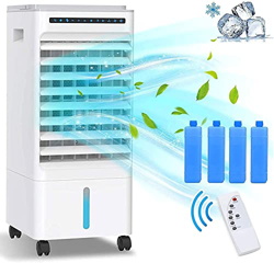 JYCCH Raffreddatore d'Aria Portatile, purificatore d'Aria Mobile del condizionatore d'Aria, umidificatore con Ruote e Doppio Serbatoio dell'Acqua da 5 en oferta