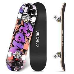Skateboard per Principianti,79cm Completo Skate Boards,9 Strati Acero Deck Double Kick Concave Standard Trick Cruiser Skateboards,4 Ruote Longboard pe precio