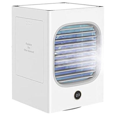 Mini condizionatore d'Aria Portatile, refrigeratore dell'Aria Personale, Ventola/Raffreddamento/Nebbia/Luce a 7 Notti, Rotazione a 120 ° e 3 velocità 