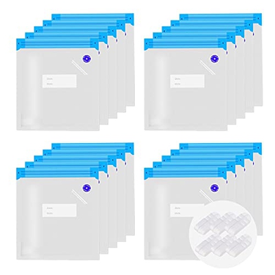 Annalocker 20 Sacchetti Sottovuoto, Sacchetti Sottovuoto Riutilizzabili per Alimenti Sottovuoto per Alimenti, Sacchetti Sottovuoto Senza BPA, 6 Clip d