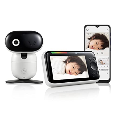 Motorola Nursery PIP1610 Video Baby Monitor HD Connesso con Unità da 5" e App 1080 p, Panoramica, Inclinazione e Zoom Remoti, Conversazione Bidirezion