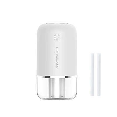 Feloyal Umidificatore Mini, Umidificatori Portatili Alimentati Tramite USB, Doppi Porte Antinebbia, Luce Notturna, Ultra Silenzioso 400 ml, per Casa, 
