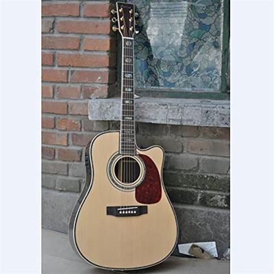 FMOPQ 41 Inches Acoustic Guitar Solid Spruce Acoustic Electric Guitar Classic 6 Strings Handmade Guitar Guitars (Color : Guitar And hardcase Size : 41