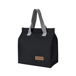Cabailt Borsa per il pranzo da donna, uomo, bambino, borsa termica morbida, per la scuola o i viaggi, con velcro (nero) en oferta