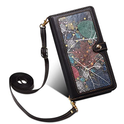 TTVV per iPhone 11 Crossbody Cerniera Custodia,retrò Foglia Portafoglio Borsa Borsetta con Spallina Slot per Schede Tasca Magnetico PU Pelle Flip Coll características